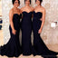 Black Mermaid Simple Long Cheap Bridesmaid Dresses Online, WG249