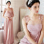 Ροζ Scoop επί Παραγγελία Σιφόν Μακρά Φορέματα Παράνυμφων, WG224