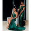 Sexy Mermaid Green Side Slit Cheap Maxi Long Bridesmaid Dresses,WG1695