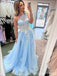 Blue A-line One Shoulder Maxi Long Prom Dresses,Evening Dresses,13177