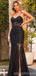 Sexy Black Mermaid Two Pieces Side Slit Maxi Long Prom Dresses,Evening Dresses,13109
