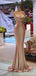 Sexy Rose Gold Mermaid Spaghetti Straps Maxi Long Prom Dresses Online,13243