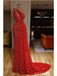 Shiny Mermaid One Shoulder Red Long Prom Dresses,Evening Party Dresses,12852