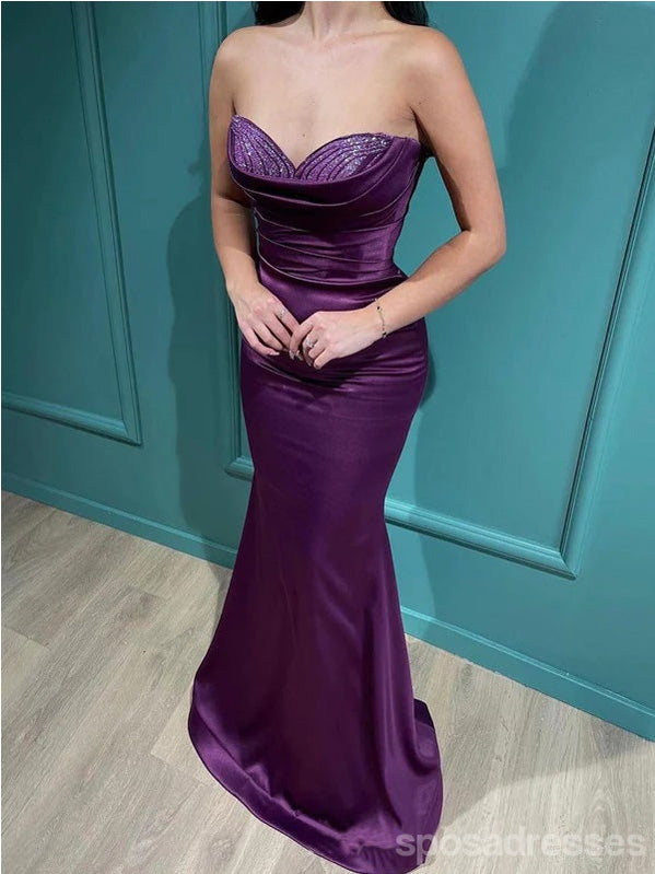 Sexy Purple Mermaid Sweetheart Cheap Maxi Long Prom Dresses,13228