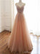 Elegant A-line Spaghetti Straps V-neck Maxi Long Prom Dresses,Evening Dresses,13141