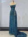 Gorgeous Teal Sheath High Slit Maxi Long Prom Dresses,Evening Dresses,13215