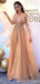 Elegant A-line V-neck Spaghetti Straps Long Prom Dresses,Evening Dresses,13103