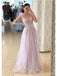 Cute Pink A-line V-neck Cheap Maxi Long Prom Dresses Online,13238