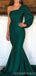 Emerald Green Mermaid One Shoulder Long Sleeves Cheap Bridesmaid Dresses,WG1471