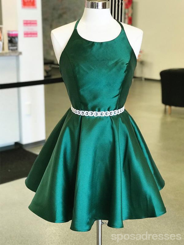 Emerald Green atractiva vestidos de regreso baratos cortos simples sin espalda bajo 100, CM575