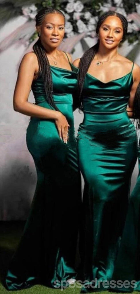 Spaghetti Straps Mermaid Emerald Green Cheap Long Bridesmaid Dresses Online,WG1207