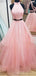 Δύο κομμάτια ρουζ ροζ δαντέλα μακρύ βράδυ prom φορέματα, φτηνά φορέματα prom κόμμα έθιμο, 18609
