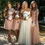 Kurze Ärmel Pailletten Top Tulle Rock Custom Cheap Bridesmaid Dresses Online, WG370