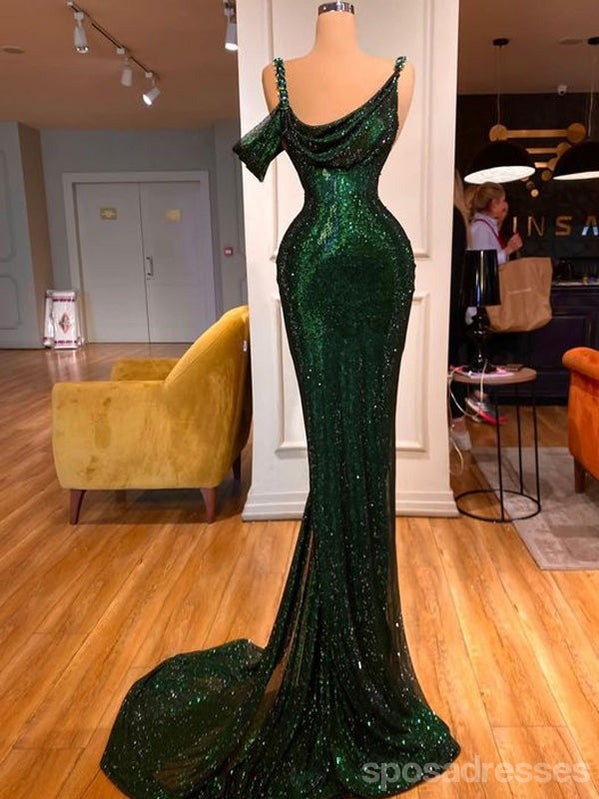Sexy Green Mermaid Spaghetti Straps Maxi Long Prom Dresses Online,13242