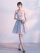 Scoop Grey Lace Billig Homecoming Dresses Online, Günstig Short Prom Dresses, CM791