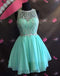 Mint Green Chiffon Beaded Short homecoming prom dresses, Custom Cocktail Dresses  CM0013