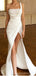 Sexy Ivory Sheath One Shoulder High Slit Cheap Long Prom Dresses,13003