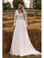 Off White A-line Long Sleeves V-neck Handmade Lace Wedding Dresses,WD791