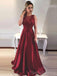 Maroon Jewel A-line Low Back Abend Prom Dresses, Cheap Custom Sweet 16 Dresses, 18470