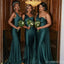 Sexy Green Mermaid One Shoulder Cheap Long Bridesmaid Dresses Online,WG1243