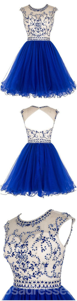 Sexy espalda Abierta Royal Azul Corto de Tul de regreso a casa vestidos de fiesta, vestidos CM0008