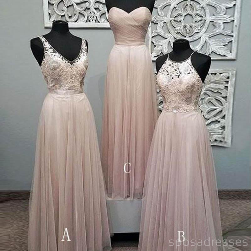 Mismatched Pale Blush Pink Lace Custom Bridesmaid Dresses, BD121