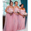 Pink Mermaid Spaghetti Straps Cheap Long Bridesmaid Dresses,WG1588