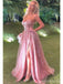 Pink A-line Sweetheart High Slit Maxi Long Prom Dresses,Evening Dresses,13150