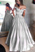 Simple Off Shoulder Satin Evening Prom Dresses, Popular A line Party Prom Dresses, Custom Long Prom Dresses, Cheap Formal Prom Dresses, 171912