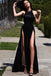 Hater Sexy Side Slit Black Custom Long Evening Prom Dresses, 17715