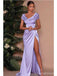 Elegant Purple Sheath High Slit Cheap Long Prom Dresses Online,13047