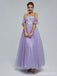 Sparkly A-line Short Sleeves Cheap Long Prom Dresses Online,13052