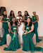 Green Spaghetti Straps Mermaid Cheap Long Bridesmaid Dresses Online,WG1667