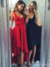 High Low V Neck Simple Cute Red Homecoming Dresses 2018, CM560