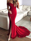 Απλό Κόκκινο Γοργόνα Πλευρά Σχισμή Από τον Ώμο Μακρύ Βράδυ Φορέματα Prom, Φθηνή Γλυκό 16 Φορέματα, 18441