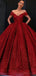 Off Shoulder Red Sparkly Ball Gown Cheap Long Evening Prom Dresses, Cheap Custom Sweet 16 Dresses, 18530
