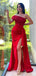 Sexy Red Mermaid One Shoulder High Slit Long Prom Dresses,Evening Dreses,13097