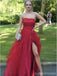 Red A-line High Slit Sweetheart Maxi Long Prom Dresses,Evening Dresses,13219