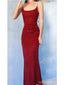 Red Mermaid Spaghetti Straps Cheap Long Prom Dresses Online,12926