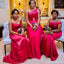 Mismatched Red Mermaid Cheap Long Bridesmaid Dresses Online,WG1654