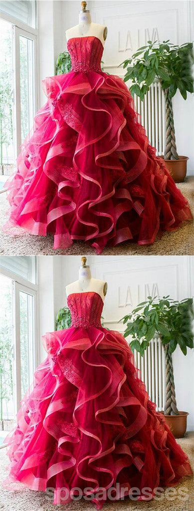 Red A-line Sleeveless Sweetheart Long Prom Dresses Online,12672
