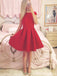 Short Sleeves Simple Cheap Short Red Homecoming Dresses Online, CM534