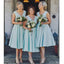 Tiffany Blau V-Ausschnitt kurze Brautjungfer Kleider Online, Billig Brautjungfern Kleider, WG735