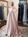Simple A-line Pink Straps V-neck Long Party Prom Dresses Online,Dance Dresses,12557