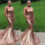 Sexy Mermaid Sleeveless Halter Gold Sequin Long Bridesmaid Dresses Online, WG886