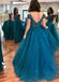 Sexy Off Shoulder Backless Teal A line Long Evening Prom Dresses, Popular Cheap Long 2018 Party Prom Dresses, 17311