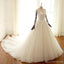 Cordón de la manga largo trajes de novia de encargo baratos de encargo largos, WD305