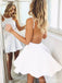 Sexy Backless Scoop Neck White Short Homecoming Dresses Under 100, CM384